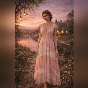 NWT Papa Pia Luxe Pink Embellished Maxi Dress | One Size